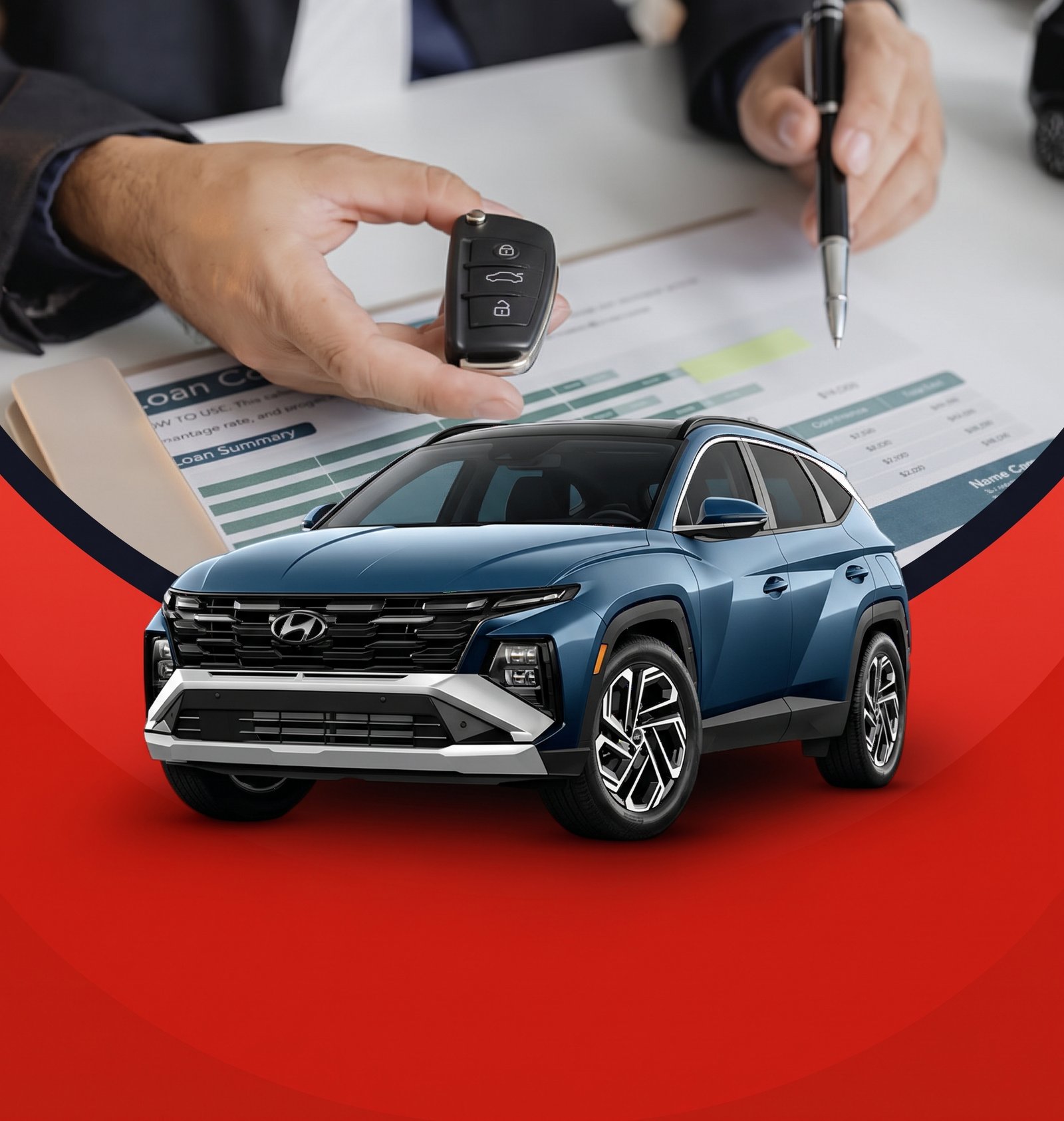 An interracial couple consults with a salesman at a car dealership, exploring vehicle options.